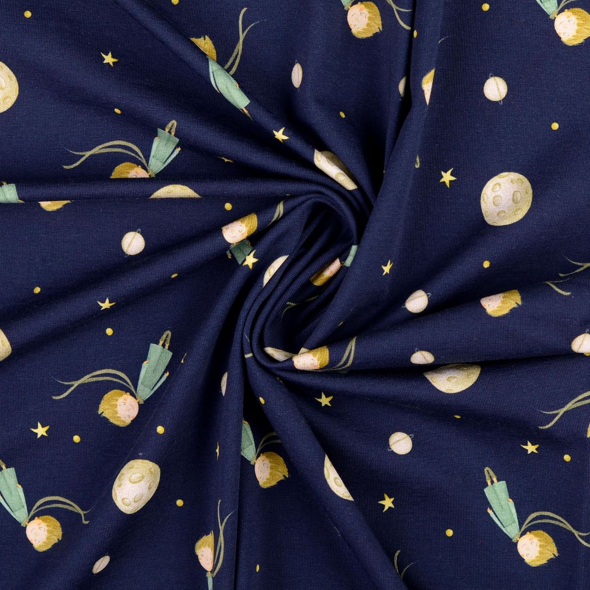 Baumwolljersey Sternen Prinz Weltall marineblau