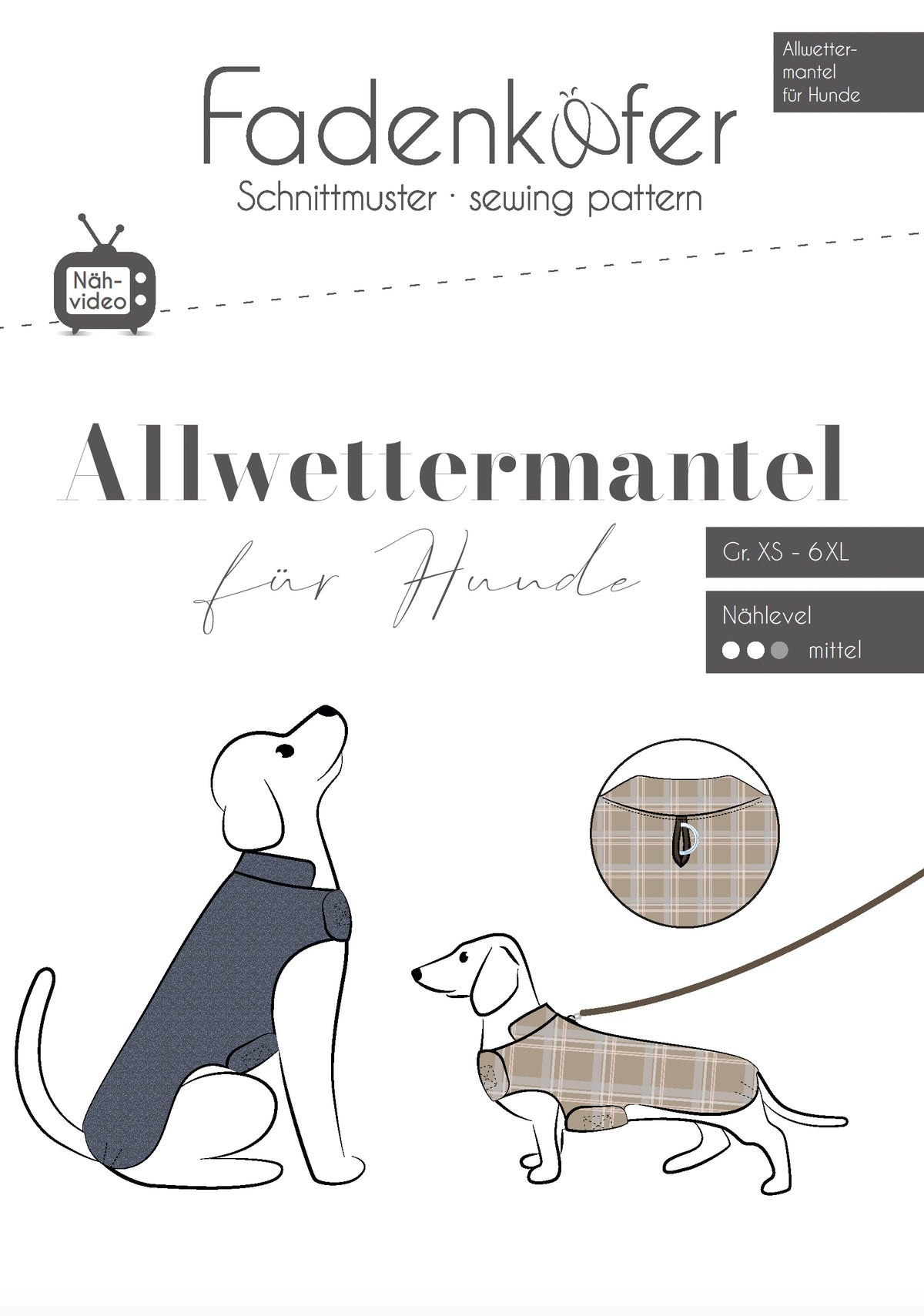 Papierschnittmuster Allwettermantel Hunde Fadenkäfer