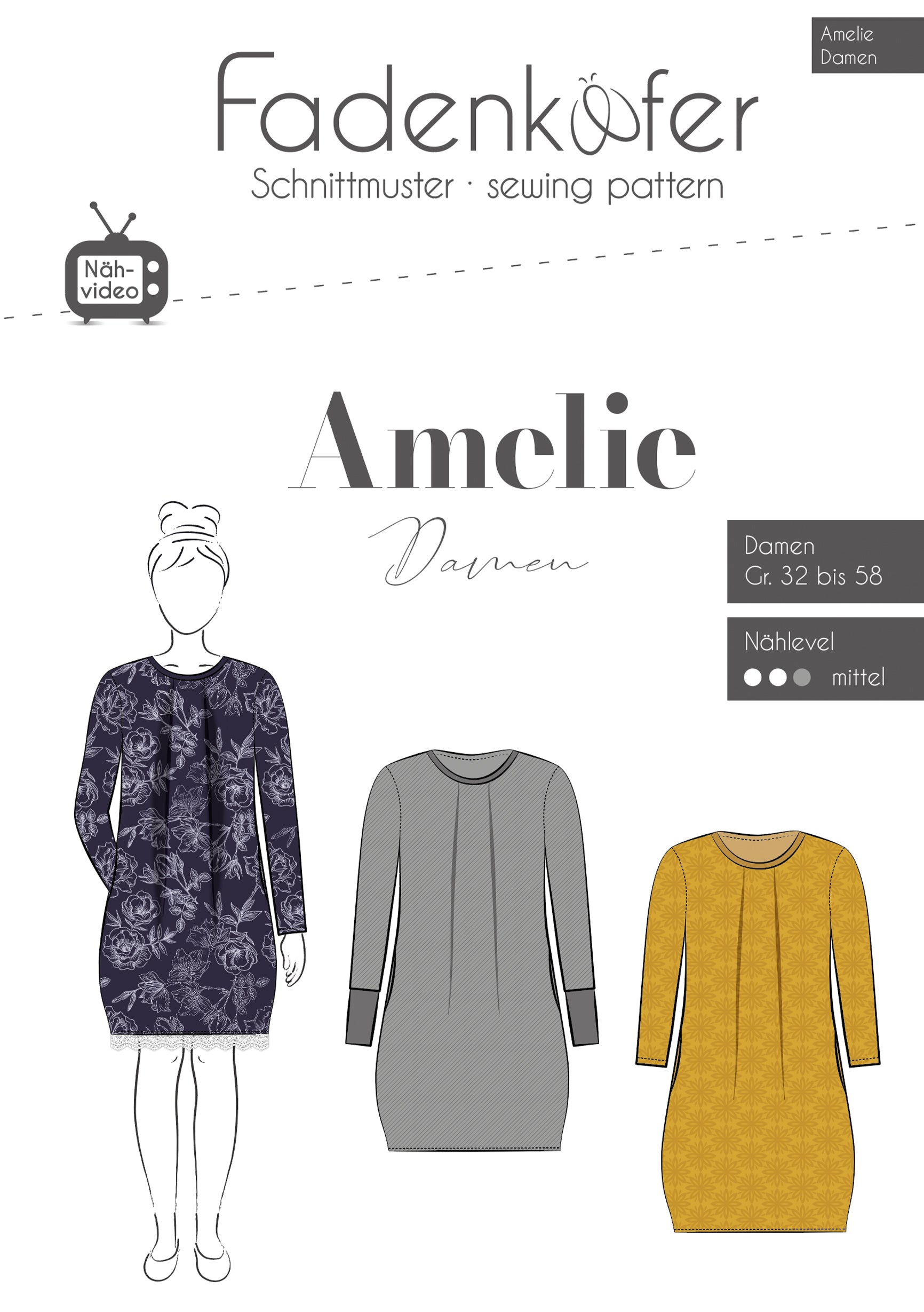 Papierschnittmuster Kleid Amelie Fadenkäfer
