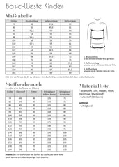 Papierschnittmuster Basic Weste Kinder Fadenkäfer