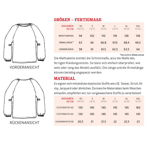 Papierschnittmuster Raglanpullover Frau Caja Damen Studio Schnittreif