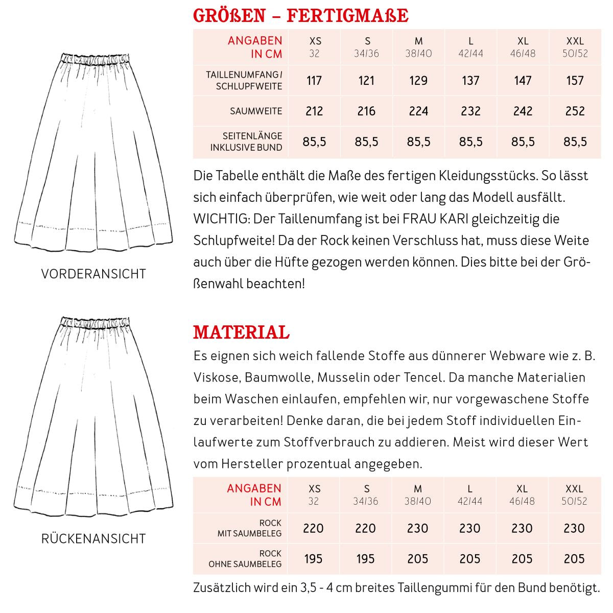 Papierschnittmuster Rock Frau Kari Studio Schnittreif