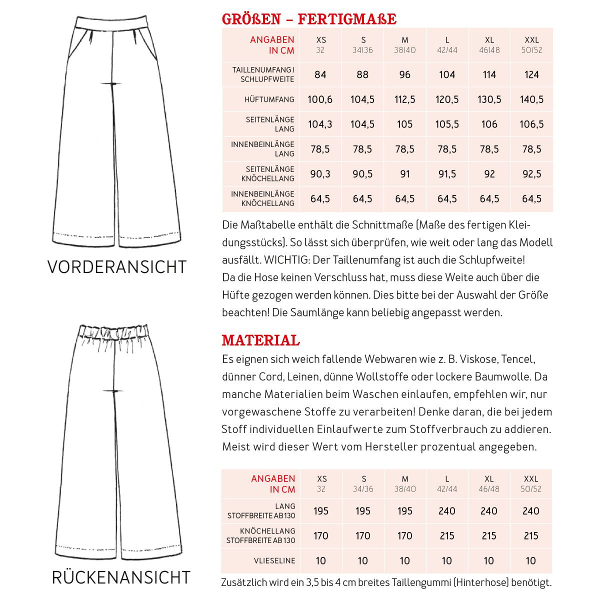 Papierschnittmuster Hose Frau Melli Studio Schnittreif