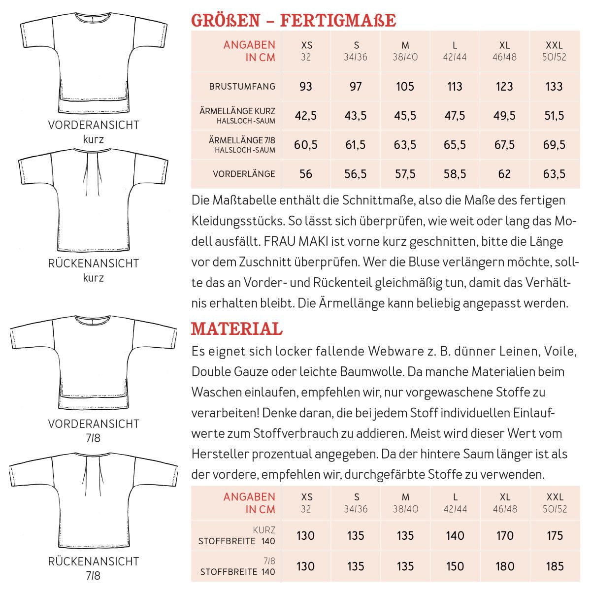 Papierschnittmuster Bluse Frau Maki Studio Schnittreif