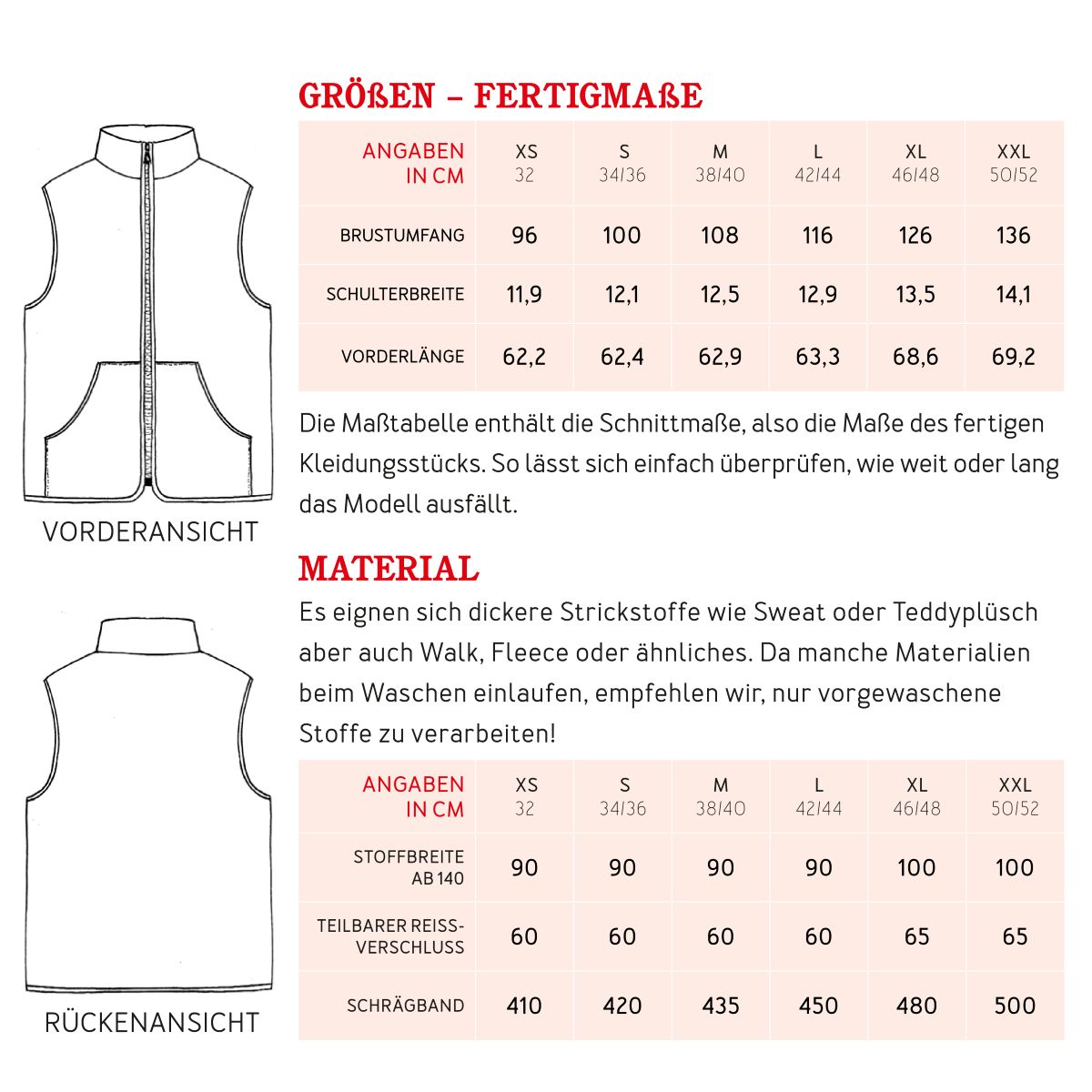 Papierschnittmuster Weste Frau Roni Studio Schnittreif