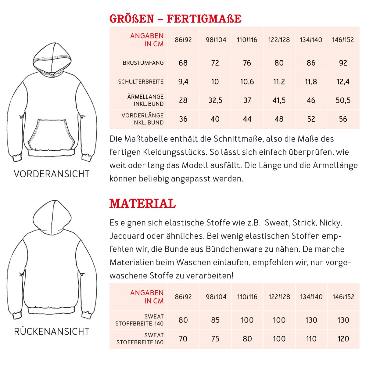 Papierschnittmuster Jona Hoodie Kinder Studio Schnittreif