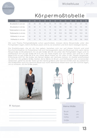 Papierschnittmuster Wickelbluse Sevilla meine Herzenswelt