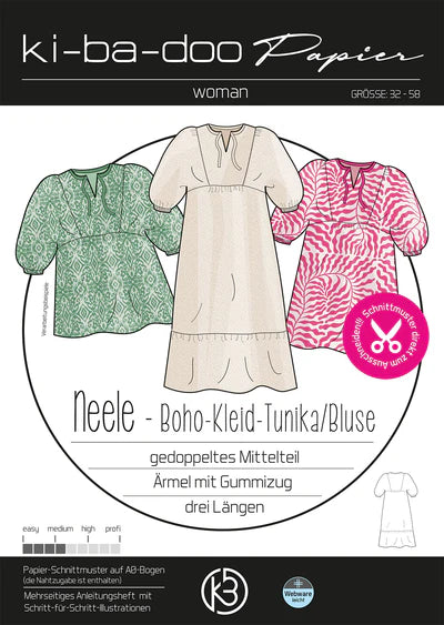 Papierschnittmuster Kleid Nele Kibadoo