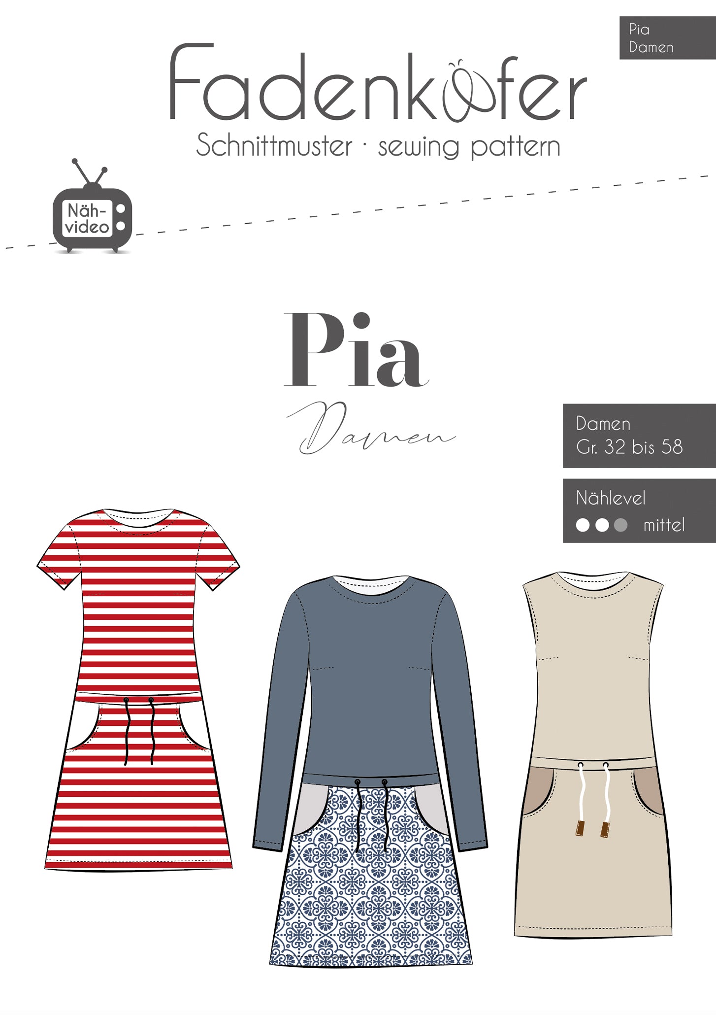 Papierschnittmuster Kleid Pia Fadenkäfer