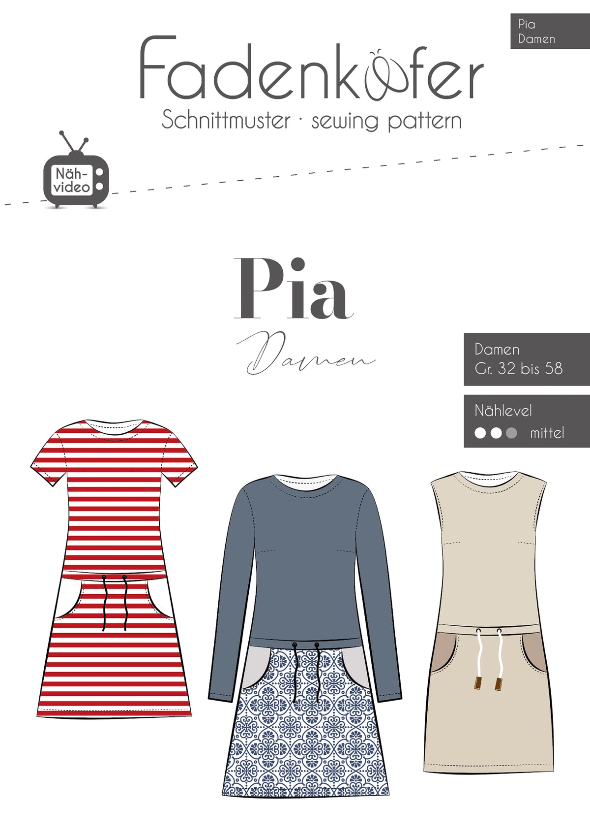 Papierschnittmuster Kleid Pia Fadenkäfer