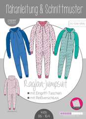 Papierschnittmuster raglan Jumpsuit Kids Kibadoo