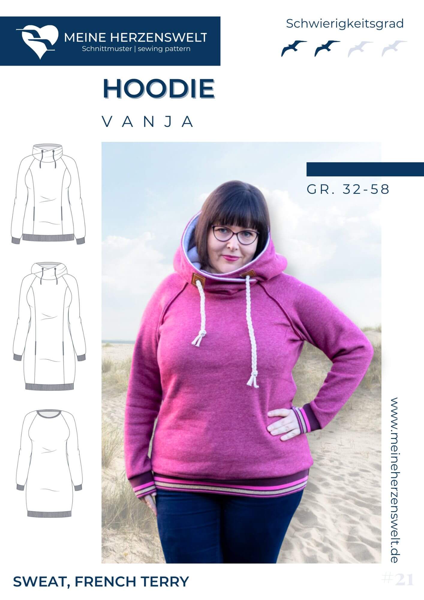 Schnittmuster Bluse Hoodie Vanja meine Herzenswelt