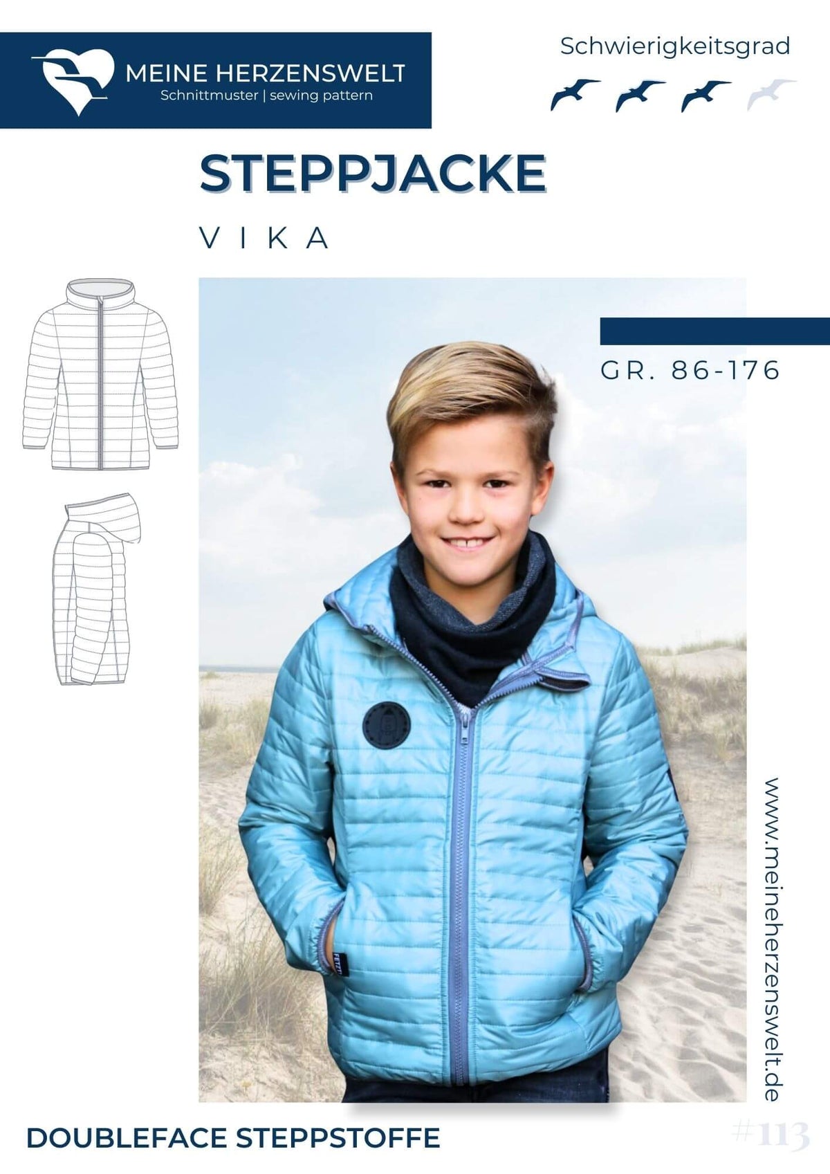 Papierschnittmuster Vika Steppjacke Kinder meine Herzenswelt 