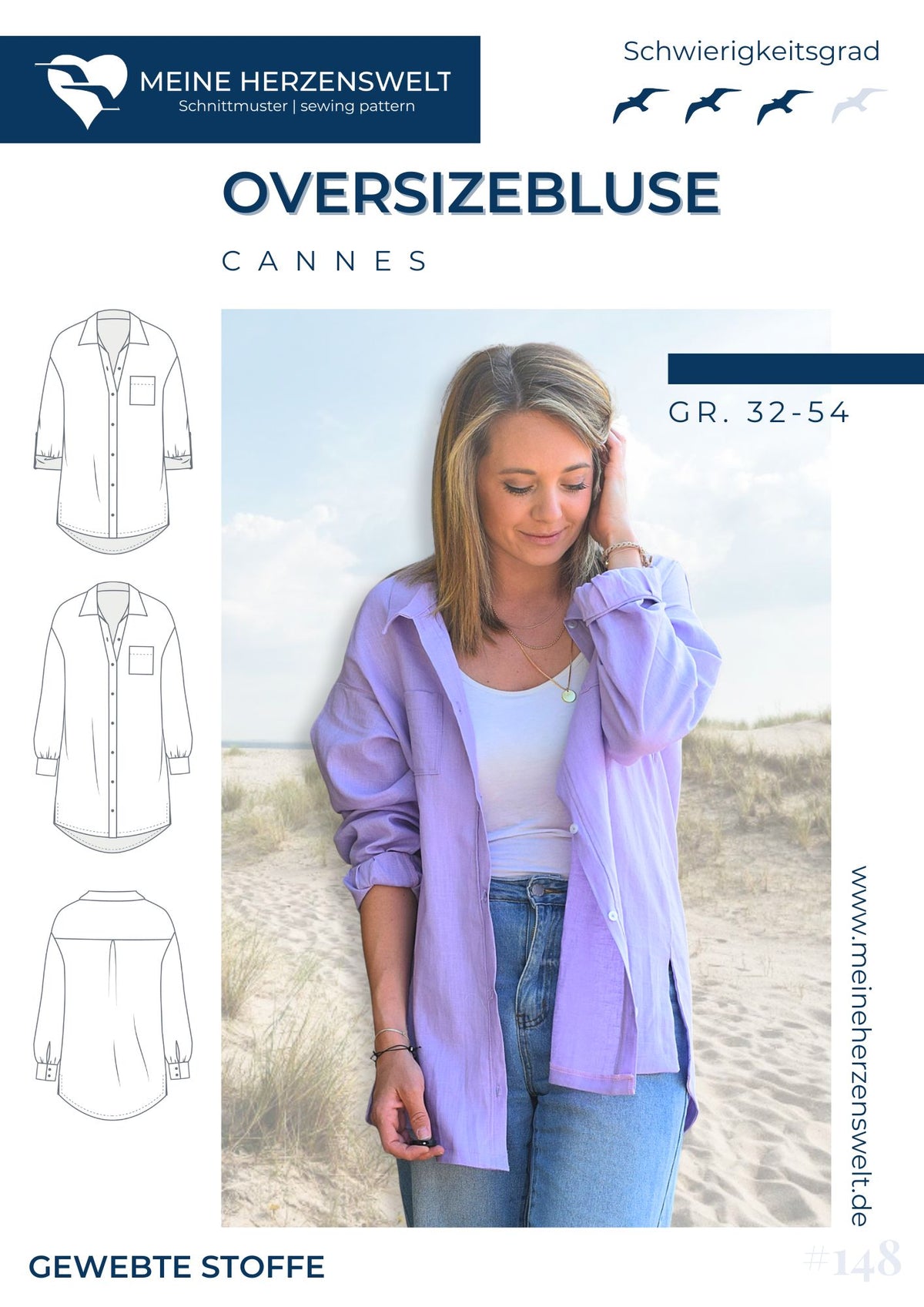 Oversizebluse Cannes Gr. 32-54 Damen - Meine Herzenswelt - Papierschnittmuster