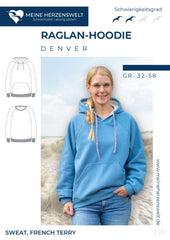 Papierschnittmuster Raglan Hoodie Denver meine Herzenswelt Damen