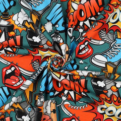 Jersey Stoff Kinder Comic Grafitti Stoffmeisterei