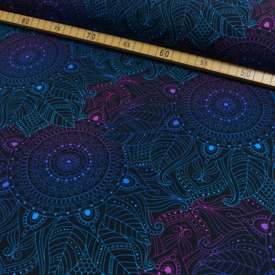 Jersey Mandala blau pink Farbverlauf