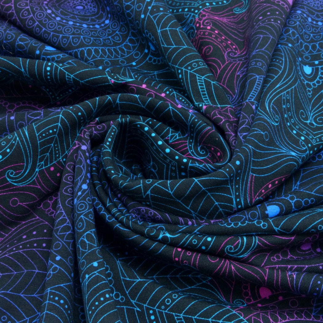 Jersey Mandala blau pink Farbverlauf