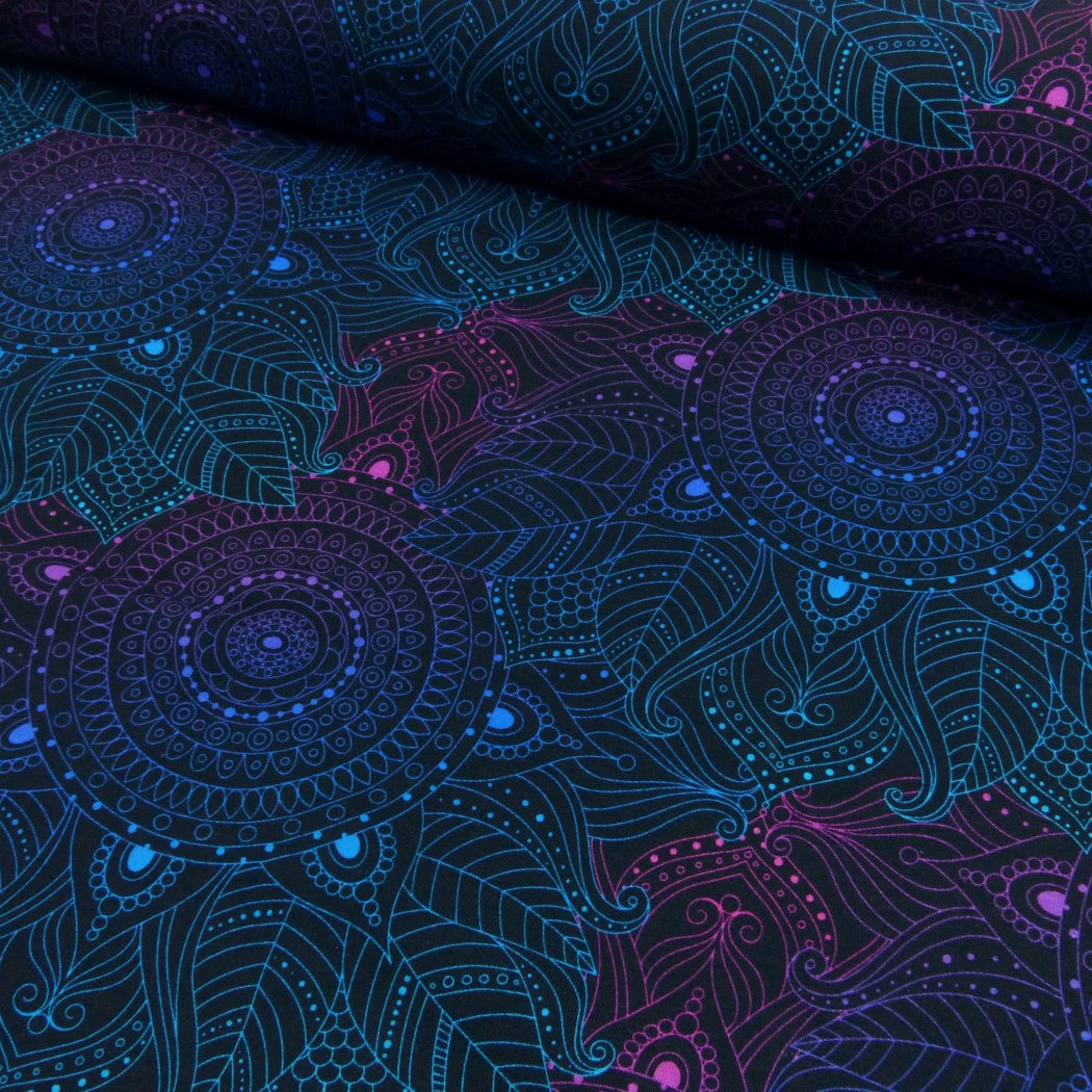 Jersey Mandala blau pink Farbverlauf