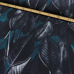 French Terry Leaves Blätter petrol