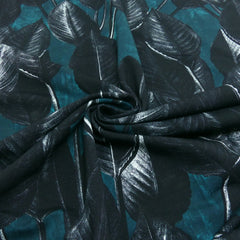 French Terry Leaves Blätter petrol