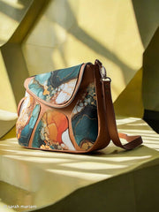 Oxford Stoff Flowing Bloom by Sarah Mariam Swafing - Liquid Marmor petrol