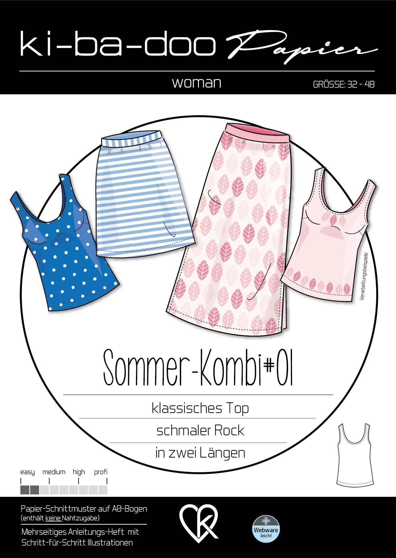 Papierschnittmuster Sommerkombi Kibadoo Rpck und Trägertop Stoffmeisterei