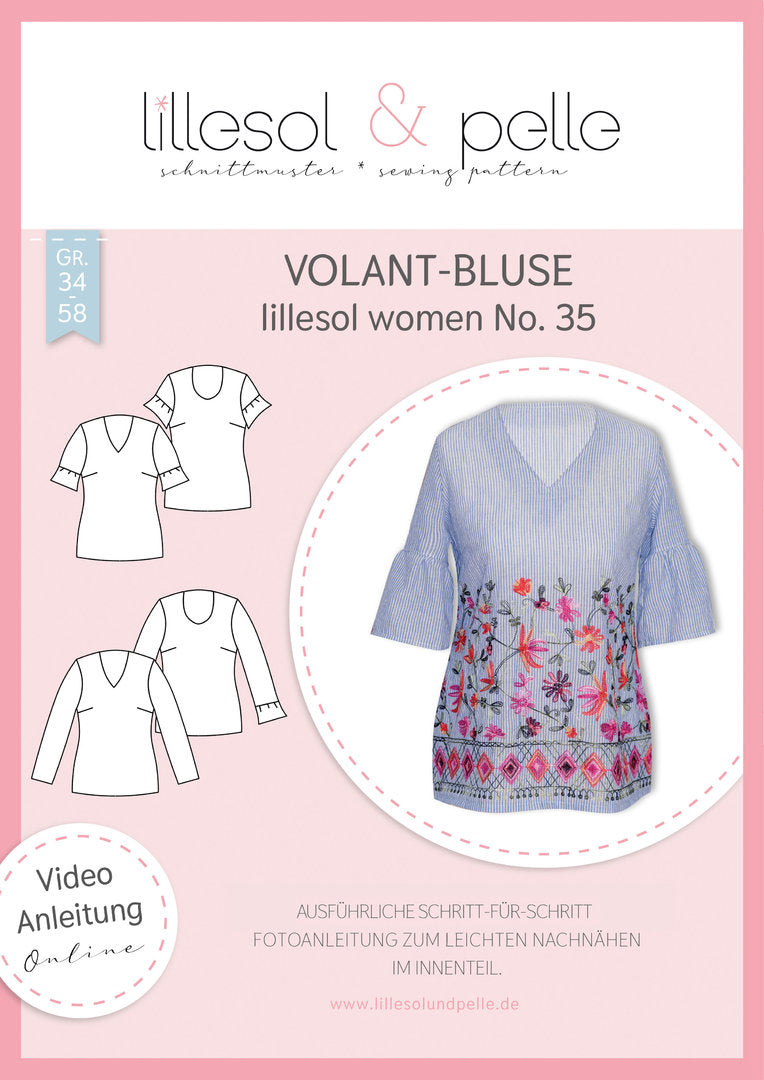 Papierschnittmuster Volant Bluse Lillesol & Pelle