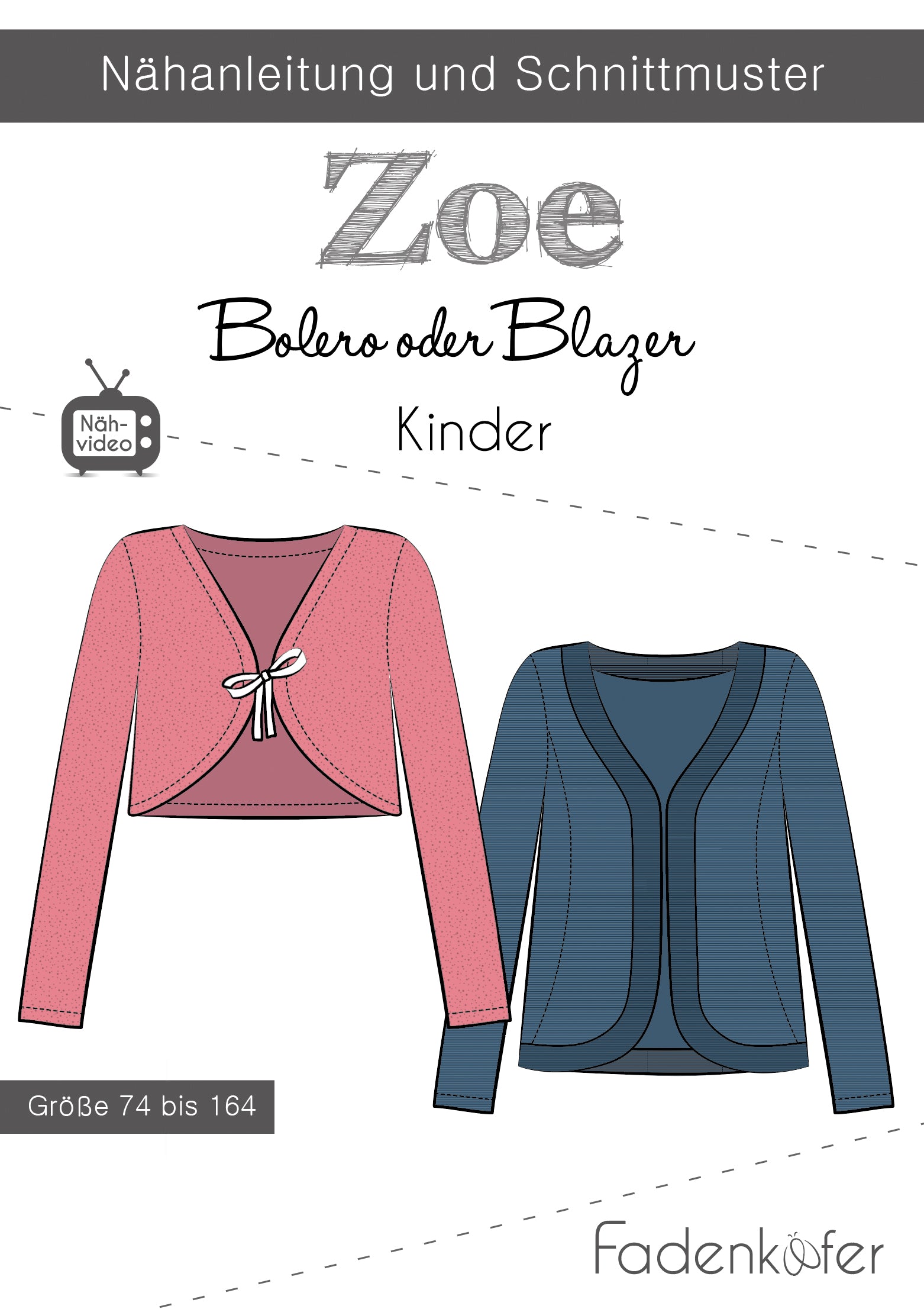 Papierschnittmuster Cardigan Zoe Kinder Fadenkäfer