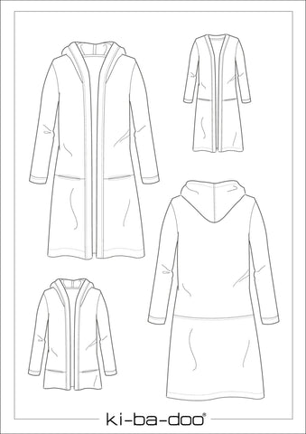 Basic Strickmantel Damen 32 - 58 Ki - ba - doo Papierschnittmuster - Stoffmeisterei