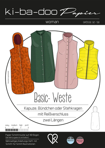 Basic Weste Damen 32 - 58 Ki - ba - doo Papierschnittmuster - Stoffmeisterei