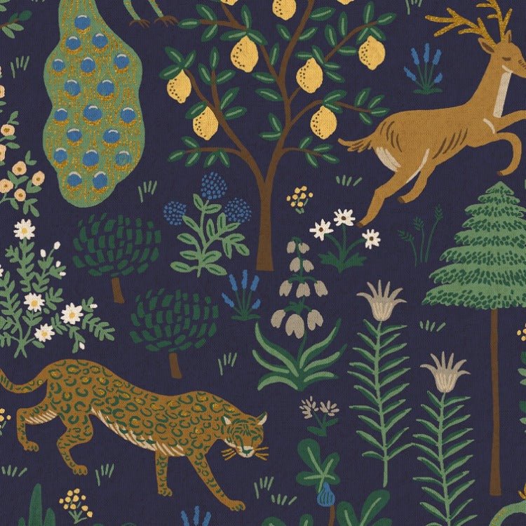 Cotton and Steel - Canvas Camont - Menagerie - Navy - Rifle Paper co. - Stoffmeisterei