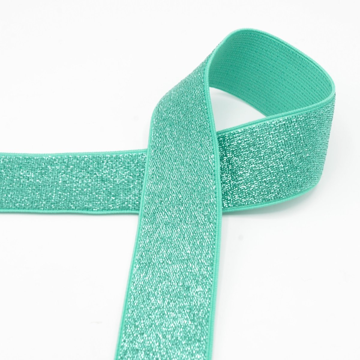 Gummiband Glitzer 40mm mint - Stoffmeisterei