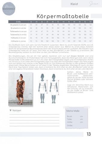 Kleid Sienna Gr. 32 - 54 Damen - Meine Herzenswelt - Papierschnittmuster - Stoffmeisterei