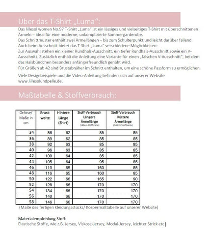 Papierschnittmuster Luma Lillesol und Pelle