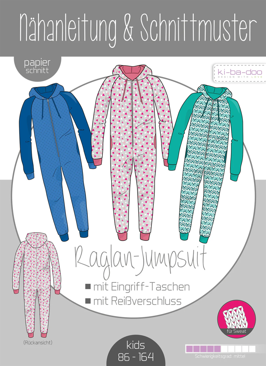 Raglan Jumsuit Kinder 86 - 164 Ki - ba - doo Papierschnittmuster - Stoffmeisterei