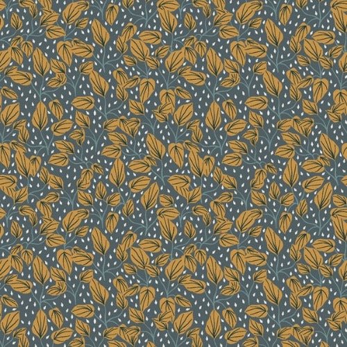 RJR Fabrics - Baumwollwebware - Magic Of Yosemite - Leaf Fall - Dark Teal Fabric - by Julia Dreams - Stoffmeisterei