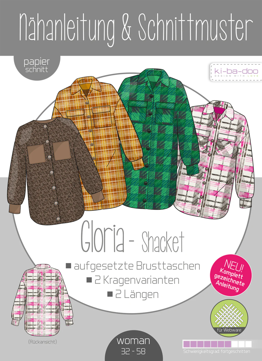 Shacket Gloria Damen 32 - 58 Ki - ba - doo Papierschnittmuster - Stoffmeisterei