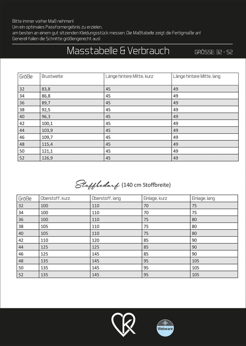 Weste Noelle Damen 32 - 52 Ki - ba - doo Papierschnittmuster - Stoffmeisterei