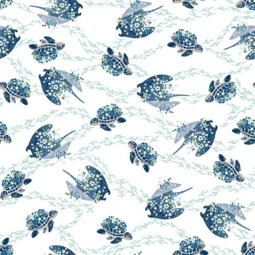 Cotton and Steel - Baumwollwebware - Cosmic Sea - Make Waves - Ocean Blue Fabric - by Calli and co.