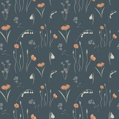 RJR Fabrics - Baumwollwebware - Pond Life - Mini Meadow - Navy Fabric - by Indico Designs