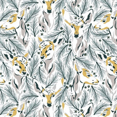 RJR Fabrics - Baumwollwebware - Magic Of Yosemite - Morning Deer - Silver Grey Metallic Fabric - by Julia Dreams